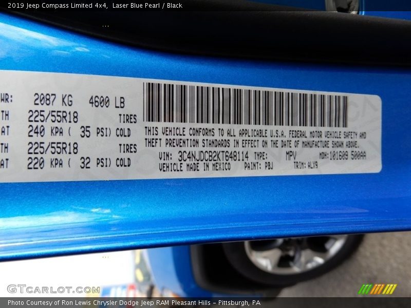 Laser Blue Pearl / Black 2019 Jeep Compass Limited 4x4