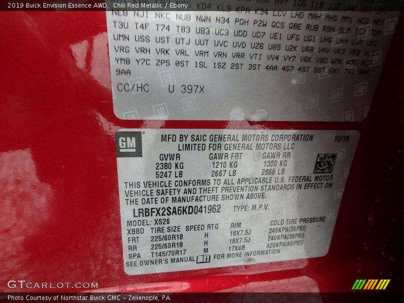 Chili Red Metallic / Ebony 2019 Buick Envision Essence AWD