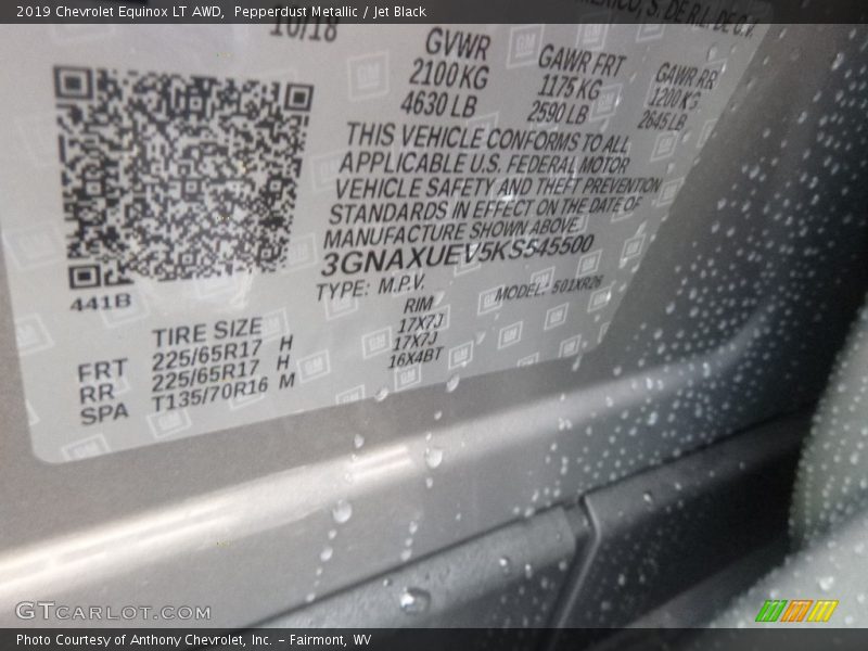 Pepperdust Metallic / Jet Black 2019 Chevrolet Equinox LT AWD