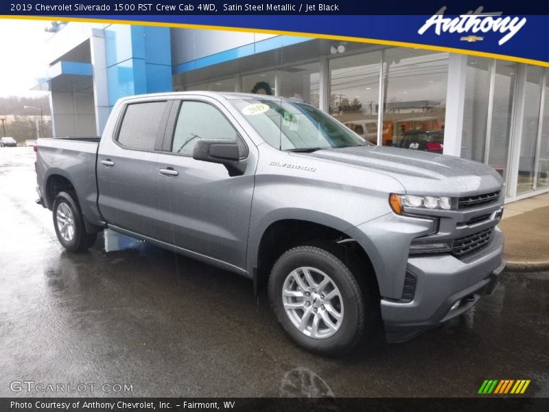 Satin Steel Metallic / Jet Black 2019 Chevrolet Silverado 1500 RST Crew Cab 4WD