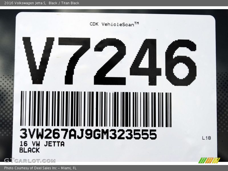 Black / Titan Black 2016 Volkswagen Jetta S