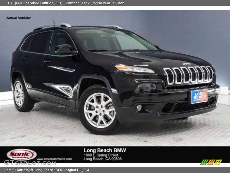 Diamond Black Crystal Pearl / Black 2018 Jeep Cherokee Latitude Plus