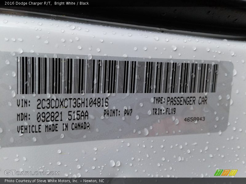 Bright White / Black 2016 Dodge Charger R/T