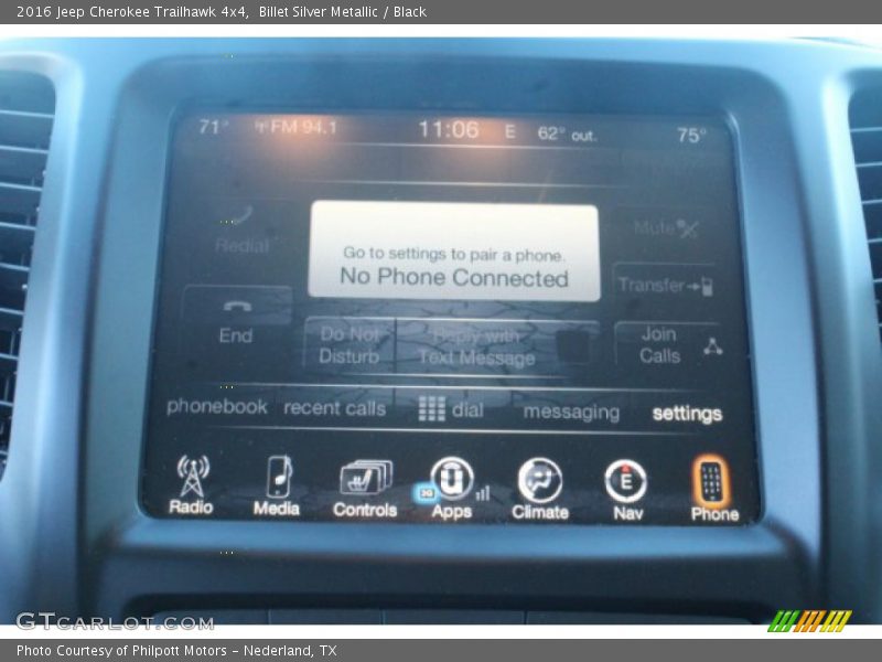 Billet Silver Metallic / Black 2016 Jeep Cherokee Trailhawk 4x4