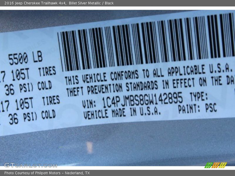 Billet Silver Metallic / Black 2016 Jeep Cherokee Trailhawk 4x4