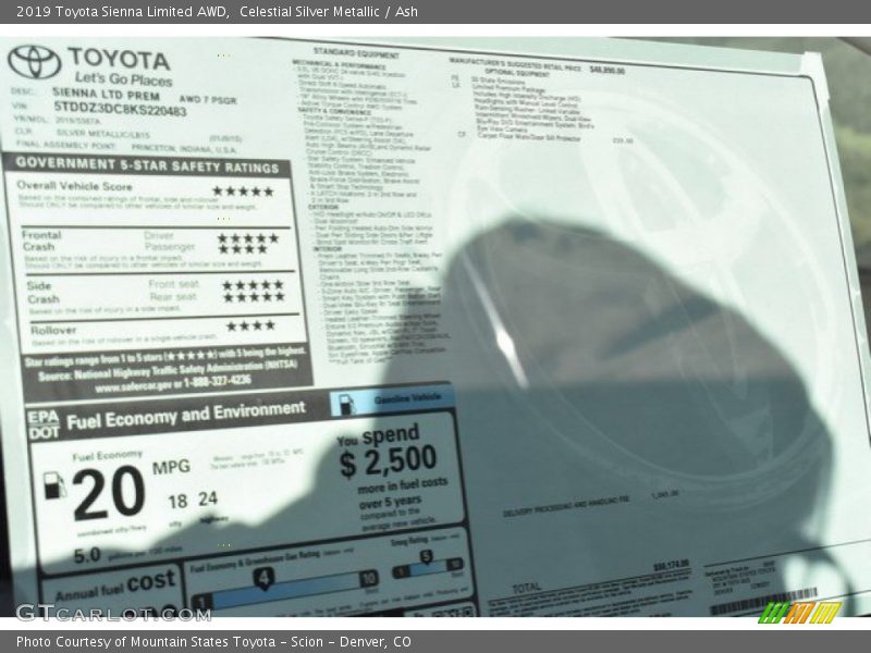 Celestial Silver Metallic / Ash 2019 Toyota Sienna Limited AWD