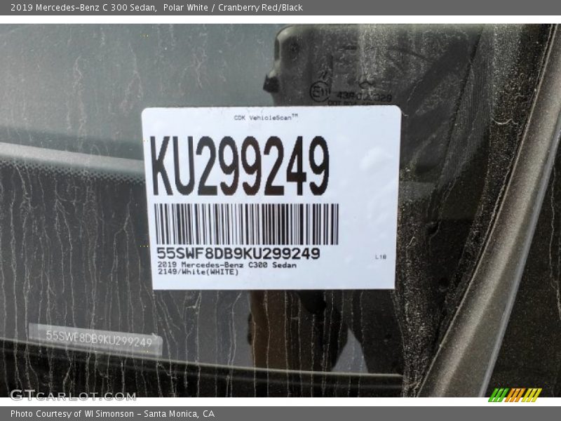 Polar White / Cranberry Red/Black 2019 Mercedes-Benz C 300 Sedan