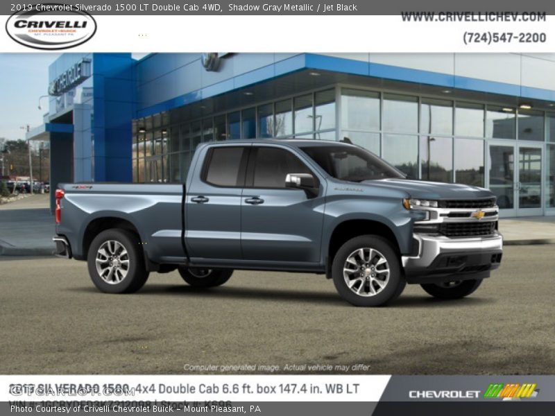 Shadow Gray Metallic / Jet Black 2019 Chevrolet Silverado 1500 LT Double Cab 4WD