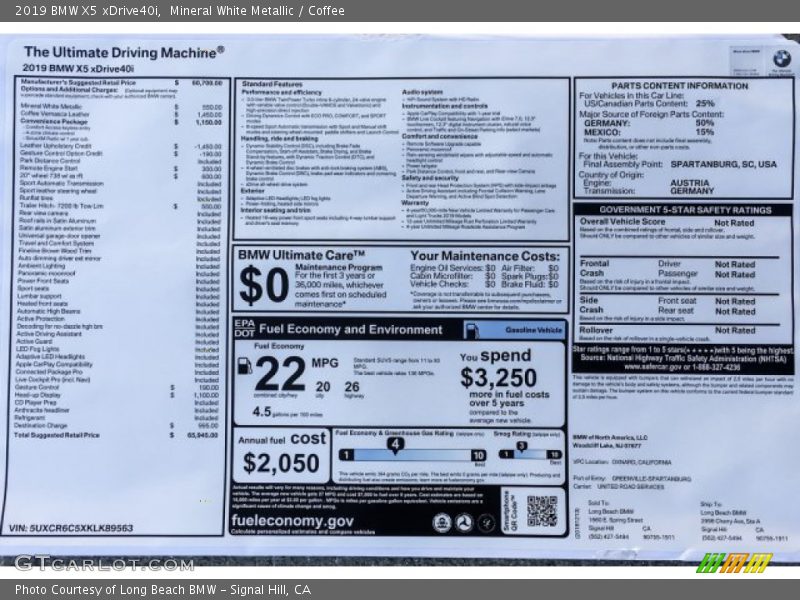 Mineral White Metallic / Coffee 2019 BMW X5 xDrive40i