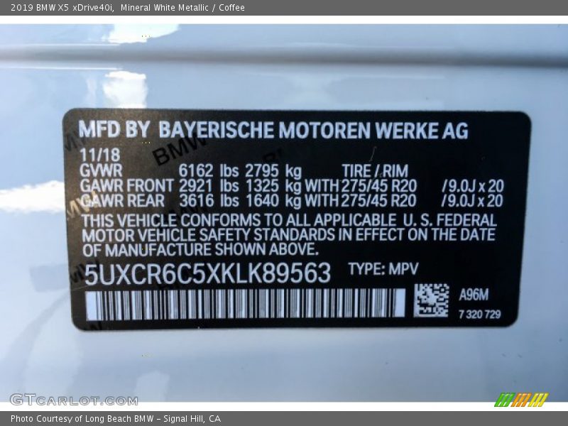 Mineral White Metallic / Coffee 2019 BMW X5 xDrive40i