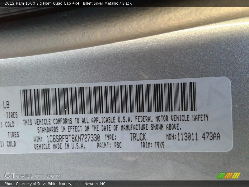 Billett Silver Metallic / Black 2019 Ram 1500 Big Horn Quad Cab 4x4