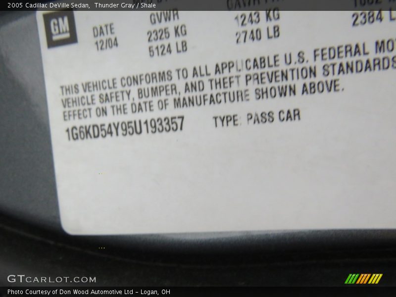 Thunder Gray / Shale 2005 Cadillac DeVille Sedan