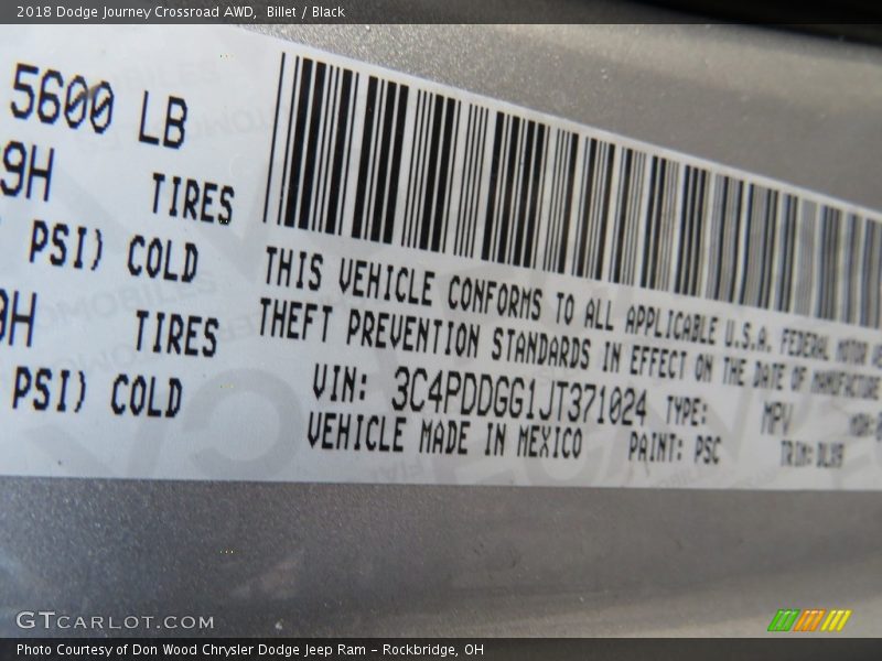 Billet / Black 2018 Dodge Journey Crossroad AWD