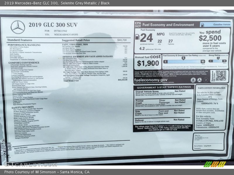 Selenite Grey Metallic / Black 2019 Mercedes-Benz GLC 300