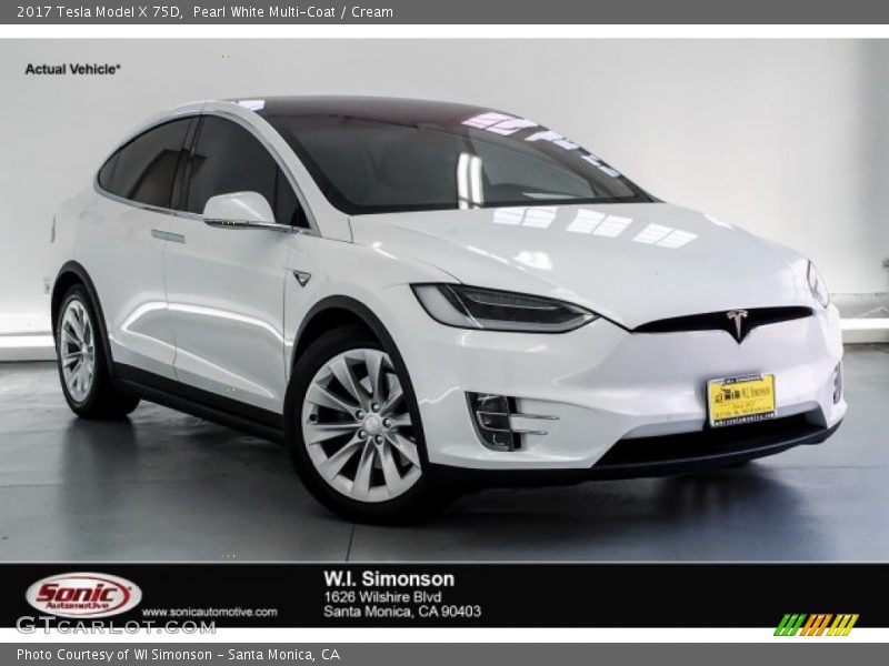 Pearl White Multi-Coat / Cream 2017 Tesla Model X 75D