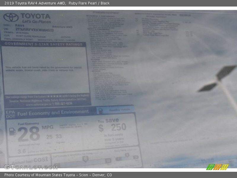 Ruby Flare Pearl / Black 2019 Toyota RAV4 Adventure AWD