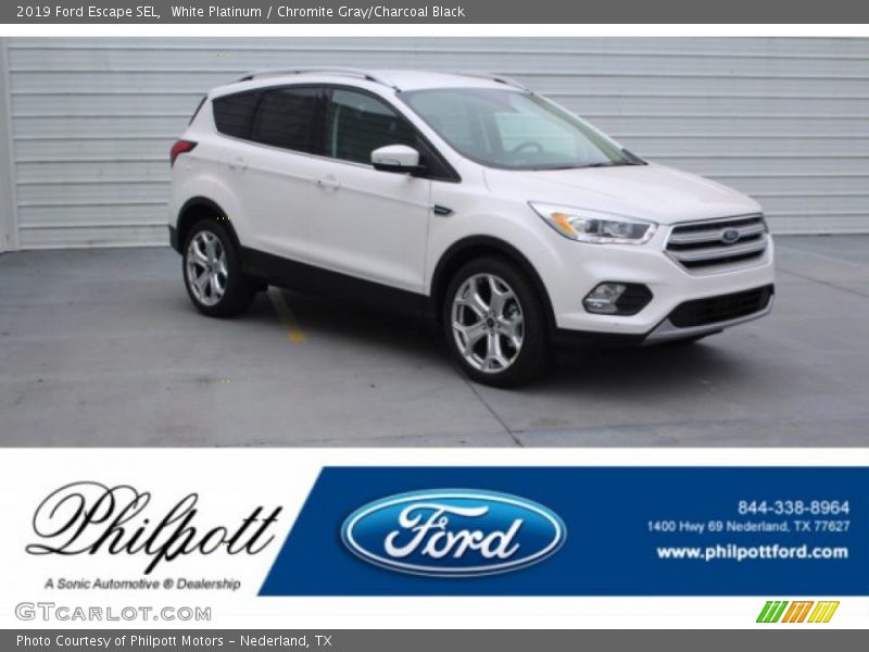 White Platinum / Chromite Gray/Charcoal Black 2019 Ford Escape SEL