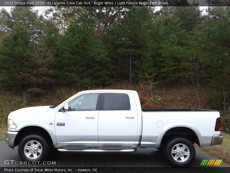 Bright White / Light Pebble Beige/Bark Brown 2012 Dodge Ram 2500 HD Laramie Crew Cab 4x4