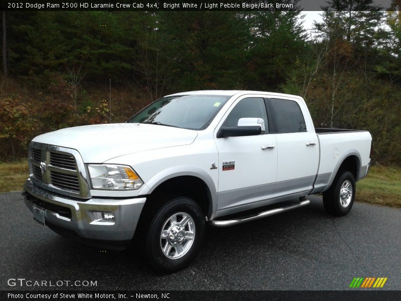 Bright White / Light Pebble Beige/Bark Brown 2012 Dodge Ram 2500 HD Laramie Crew Cab 4x4