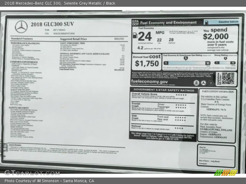 Selenite Grey Metallic / Black 2018 Mercedes-Benz GLC 300