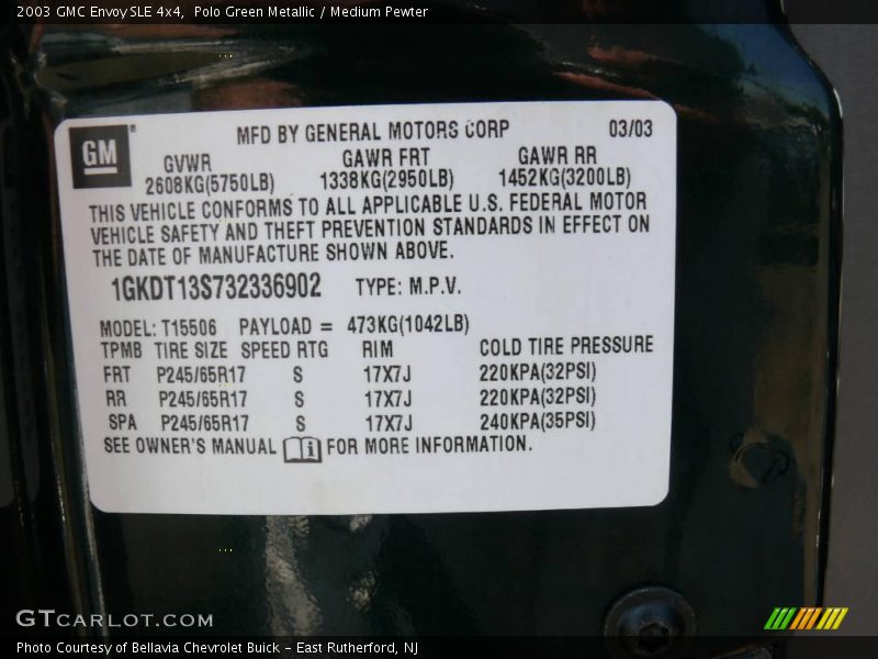 Polo Green Metallic / Medium Pewter 2003 GMC Envoy SLE 4x4