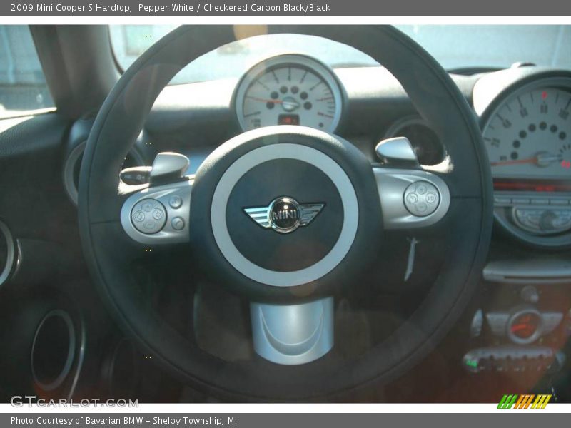 Pepper White / Checkered Carbon Black/Black 2009 Mini Cooper S Hardtop