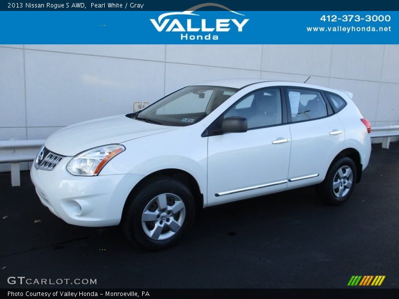 Pearl White / Gray 2013 Nissan Rogue S AWD