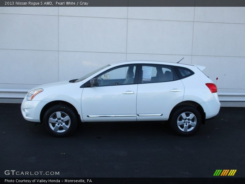 Pearl White / Gray 2013 Nissan Rogue S AWD