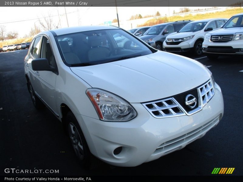 Pearl White / Gray 2013 Nissan Rogue S AWD