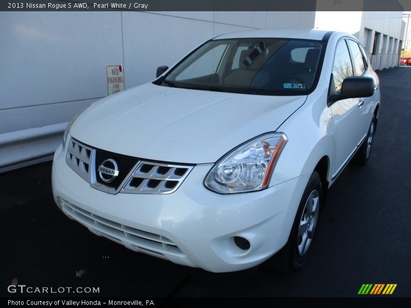 Pearl White / Gray 2013 Nissan Rogue S AWD