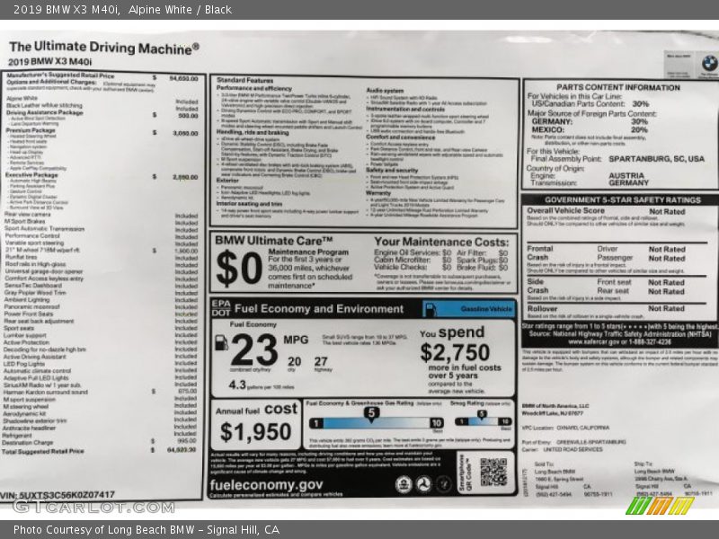 Alpine White / Black 2019 BMW X3 M40i