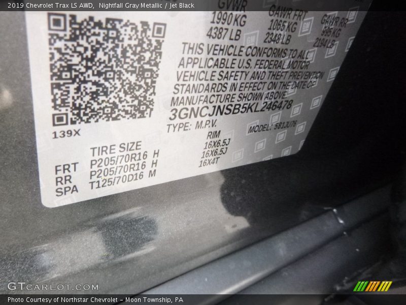 Nightfall Gray Metallic / Jet Black 2019 Chevrolet Trax LS AWD