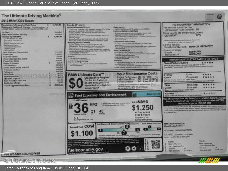 Jet Black / Black 2018 BMW 3 Series 328d xDrive Sedan