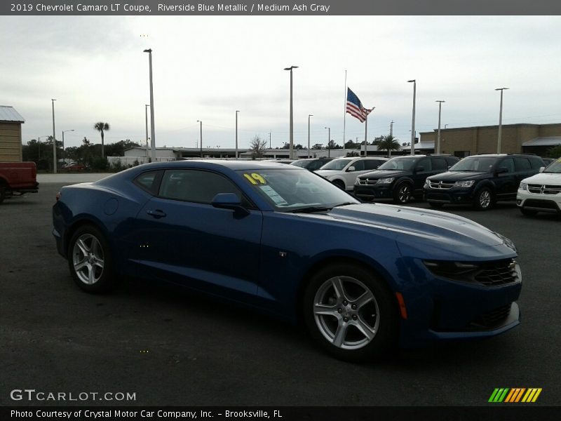 Riverside Blue Metallic / Medium Ash Gray 2019 Chevrolet Camaro LT Coupe