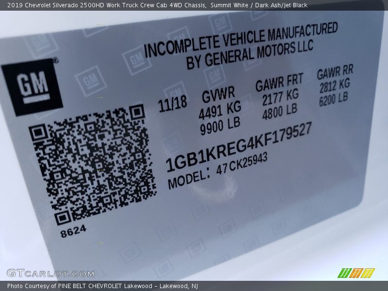 Summit White / Dark Ash/Jet Black 2019 Chevrolet Silverado 2500HD Work Truck Crew Cab 4WD Chassis