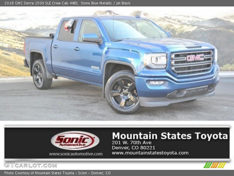 Stone Blue Metallic / Jet Black 2018 GMC Sierra 1500 SLE Crew Cab 4WD