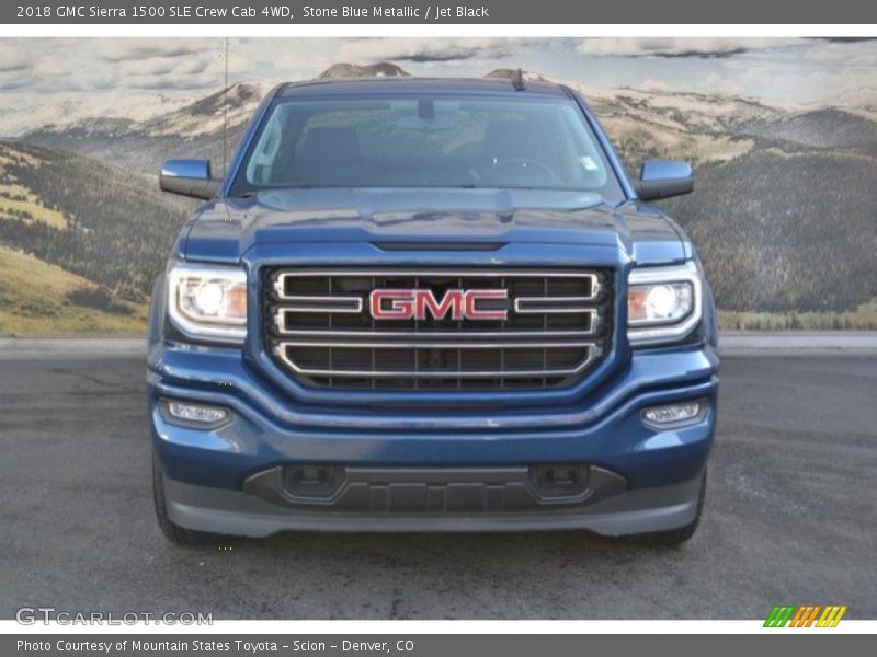 Stone Blue Metallic / Jet Black 2018 GMC Sierra 1500 SLE Crew Cab 4WD