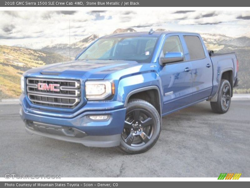 Stone Blue Metallic / Jet Black 2018 GMC Sierra 1500 SLE Crew Cab 4WD