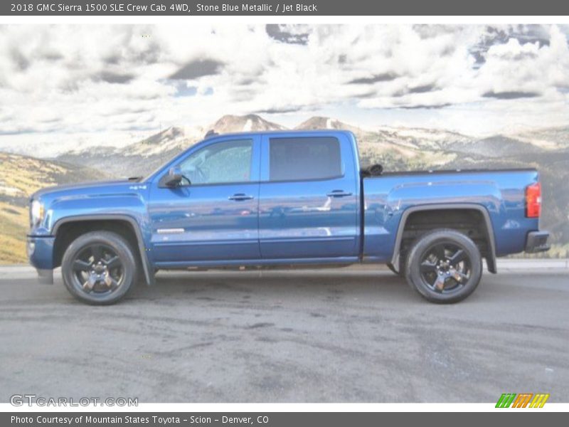 Stone Blue Metallic / Jet Black 2018 GMC Sierra 1500 SLE Crew Cab 4WD
