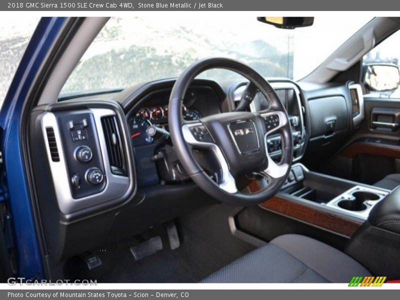 Stone Blue Metallic / Jet Black 2018 GMC Sierra 1500 SLE Crew Cab 4WD