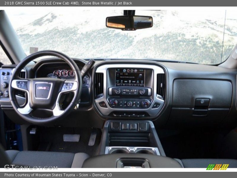Stone Blue Metallic / Jet Black 2018 GMC Sierra 1500 SLE Crew Cab 4WD
