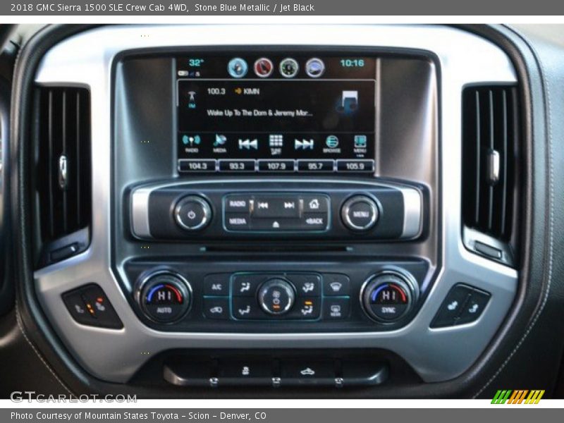 Stone Blue Metallic / Jet Black 2018 GMC Sierra 1500 SLE Crew Cab 4WD
