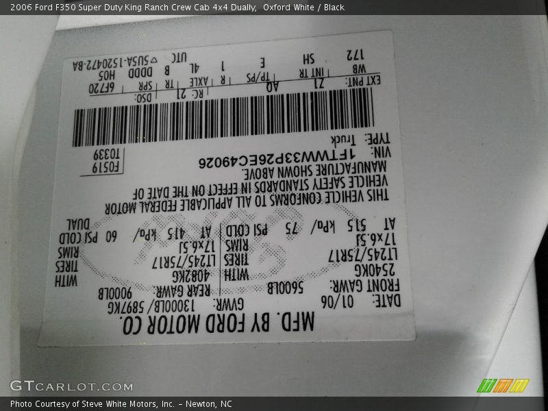 Oxford White / Black 2006 Ford F350 Super Duty King Ranch Crew Cab 4x4 Dually