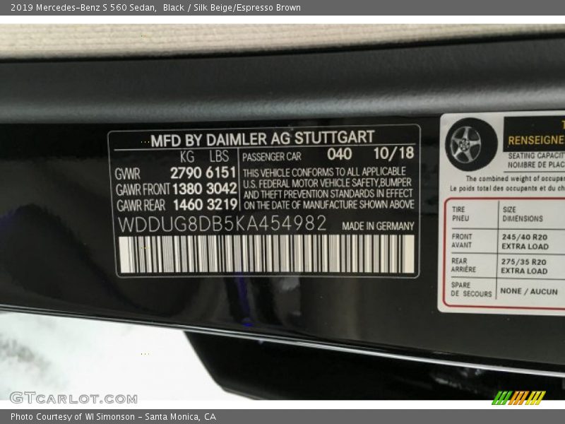 Black / Silk Beige/Espresso Brown 2019 Mercedes-Benz S 560 Sedan