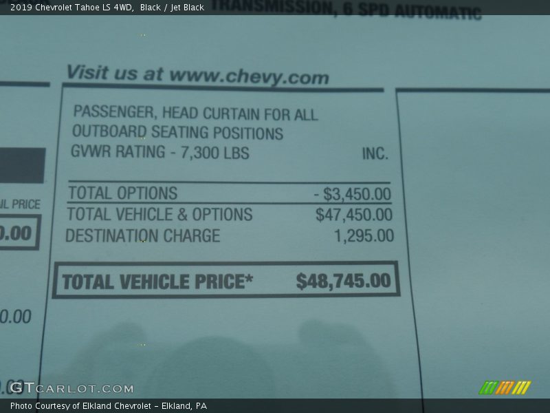 Black / Jet Black 2019 Chevrolet Tahoe LS 4WD