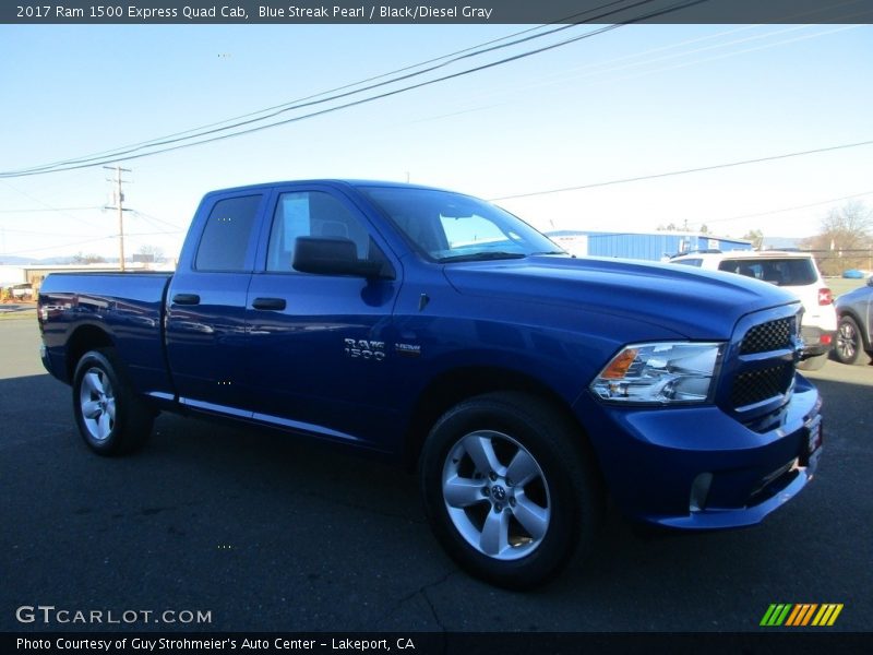 Blue Streak Pearl / Black/Diesel Gray 2017 Ram 1500 Express Quad Cab
