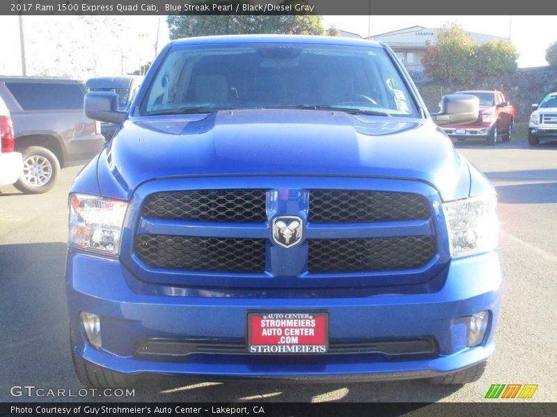 Blue Streak Pearl / Black/Diesel Gray 2017 Ram 1500 Express Quad Cab