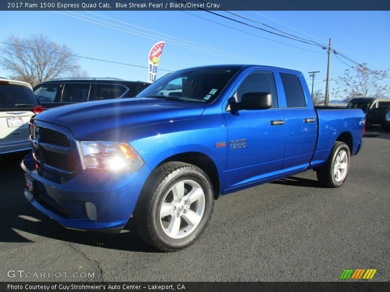 Blue Streak Pearl / Black/Diesel Gray 2017 Ram 1500 Express Quad Cab