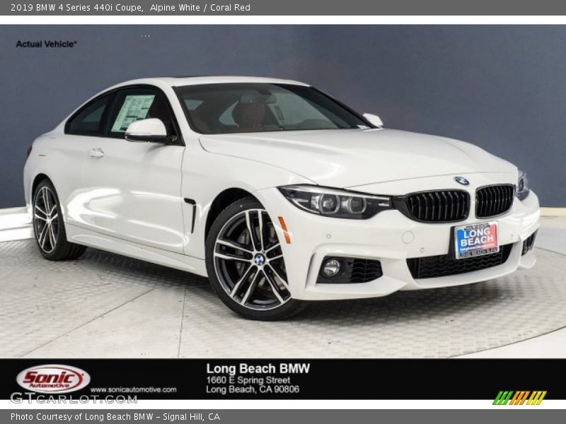 Alpine White / Coral Red 2019 BMW 4 Series 440i Coupe