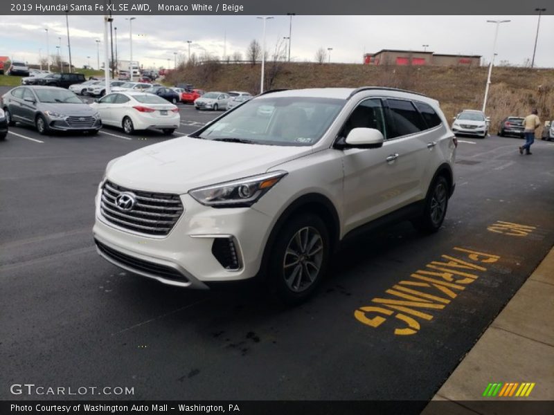 Monaco White / Beige 2019 Hyundai Santa Fe XL SE AWD